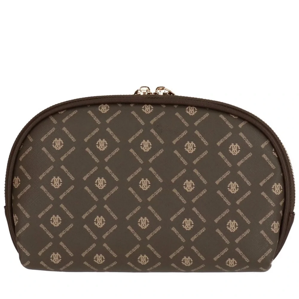 NEW Roberto Cavalli Brown Dome Toiletry Cosmetic Bag